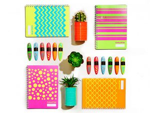styled flat lay stationary and office supplies